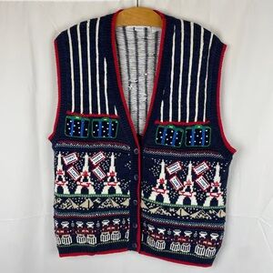 Festive Navy Blue Women's Cardigan Vest